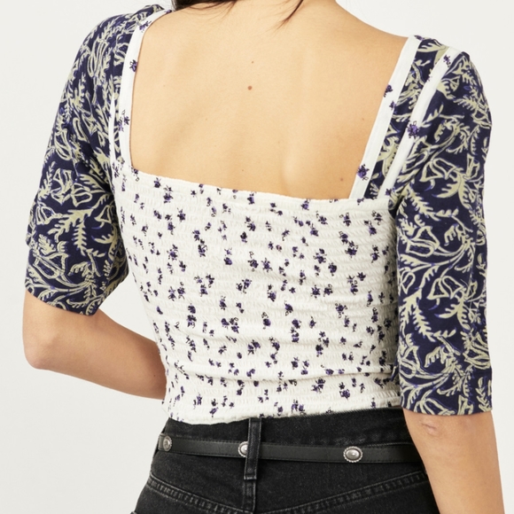 Free People Navy Marigold Cropped Tee - Picture 2 of 4